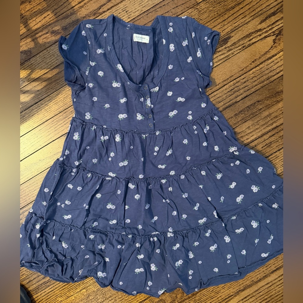 Lucky Brand Navy Floral tiered Dress